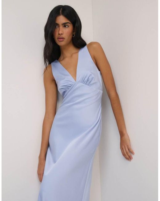 Nobody's Child Blue Satin Joey Maxi Dress