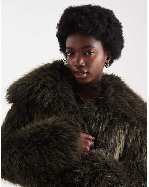 ASOS Black Cropped Faux Fur Jacket