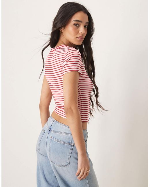 ASOS Red Stripe Baby Tee With Paris Graphic