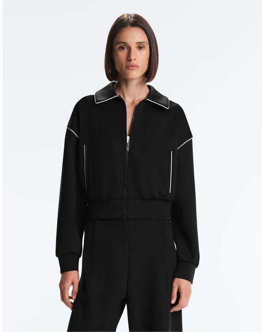Oysho Black Neoprene-effect Piping Jacket