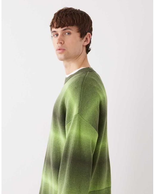 Weekday Green Spacedye Cotton Jumper for men