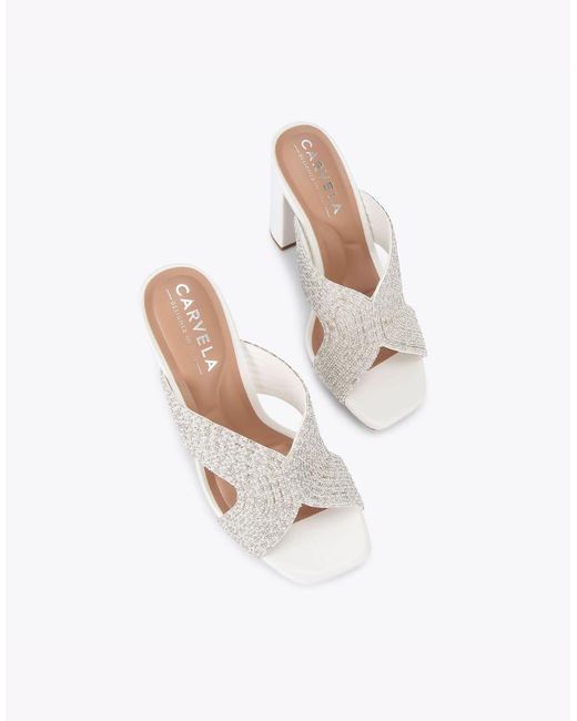 Carvela Kurt Geiger White Paparazzi Block Sandals
