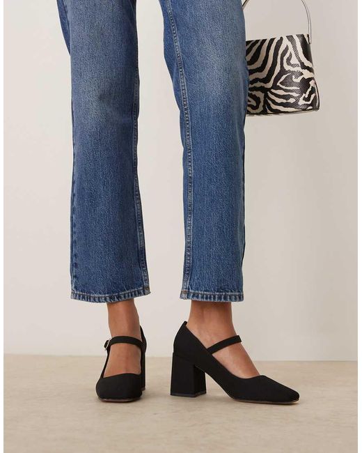 ASOS Blue Selene Mary Jane Mid Block Heeled Shoes