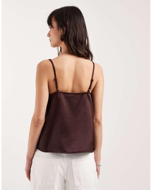 ASOS Purple Satin Lace Trim Tie Cami Top
