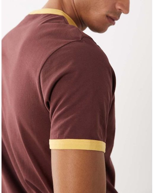 ASOS Red Regular Fit T-shirt With Contrast Ringer for men