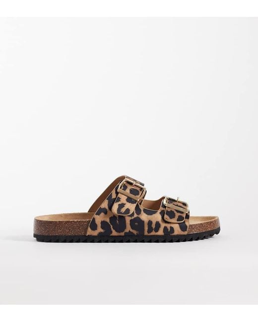 SEQWL Wide Fit Brown Seqwl Olsen Wide Fit Double Buckle Flat Sandals