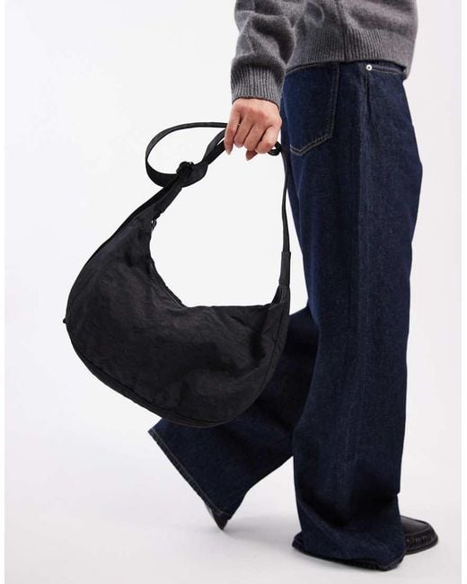 Baggu Black Medium Nylon Crescent Crossbody Bag