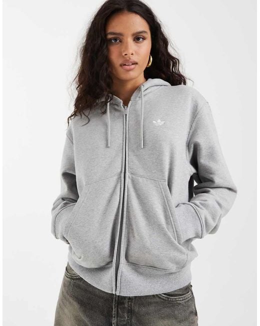 Adidas Originals Gray Essential Full Zip Hoodie