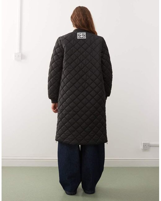 Noisy May Black Longline Quilted Jacket