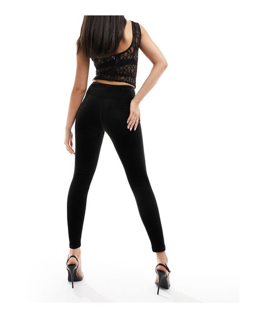 AllSaints Black Cora High Rise Velvet leggings