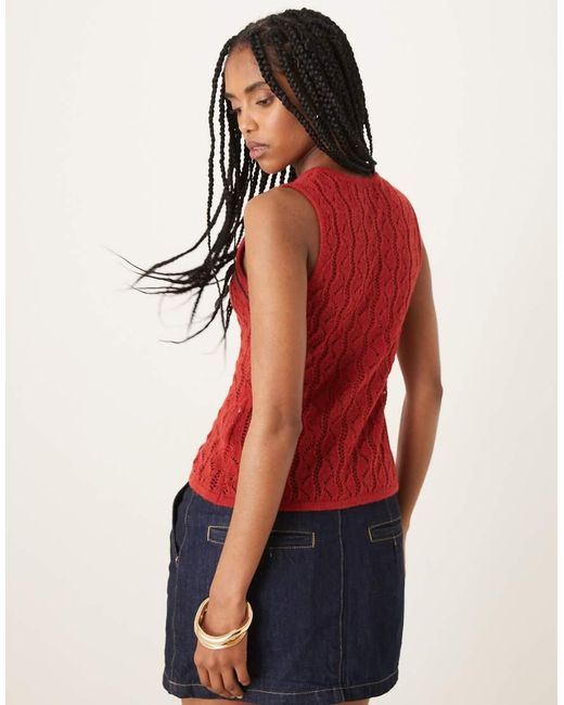 Motel Red Birama Button Detail Knit Tank Top