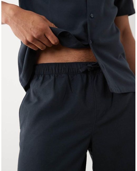 New Look Blue Co-ord Wide Leg Linen Look Trousers for men