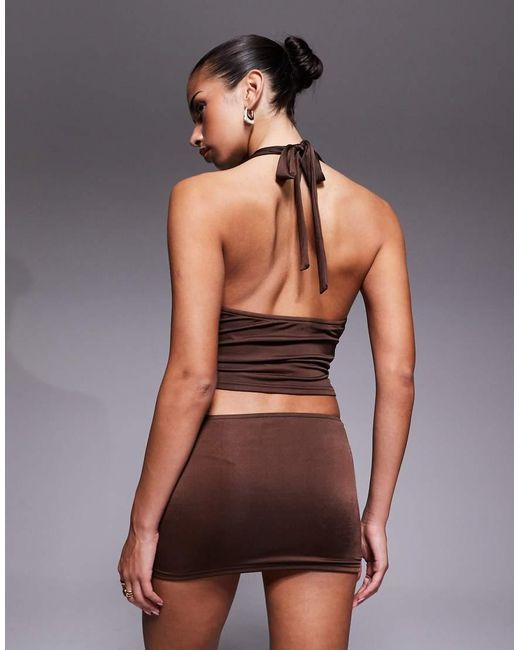 Edikted Brown Isaiah Abstract Ring Mini Skirt