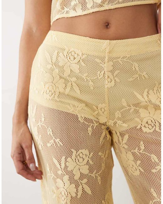 ASOS Natural Crochet Floral Lace Flare Pants