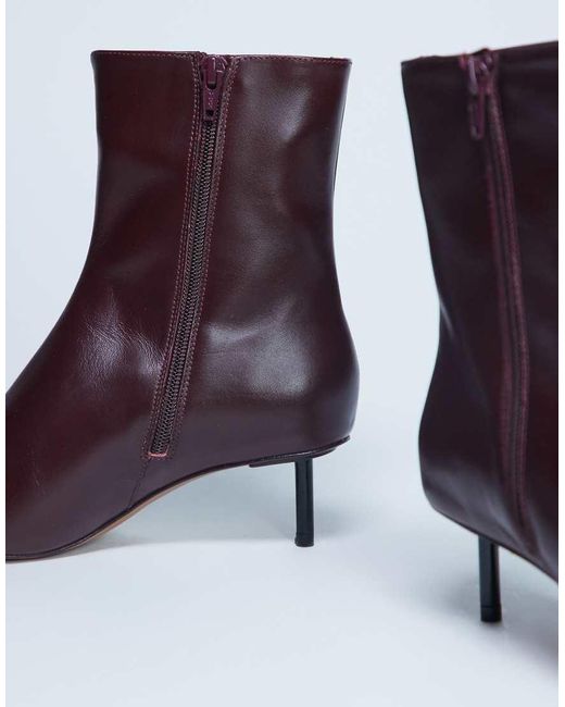 TOPSHOP Purple Narla Premium Real Leather High Pin Heeled Ankle Boots