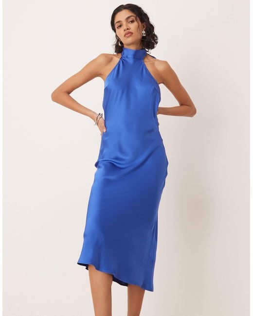 blue bride wedding dress Rent Topshop Light Blue Cowl Back Satin Slip Dress