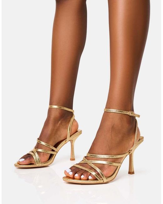 Public Desire Brown Free Spirit Wide Fit Strappy Mid Heels