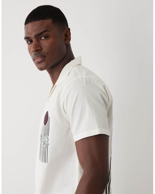 Threadbare White Short Sleeve Graphic Print Shirt for men