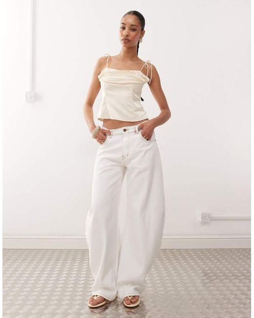 Lioness Natural Horseshoe Contrast Stitch Barrel Leg Jeans