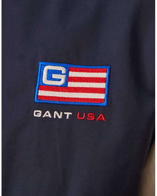 Gant Blue Usa Flag Logo Back Applique Varsity Jacket for men