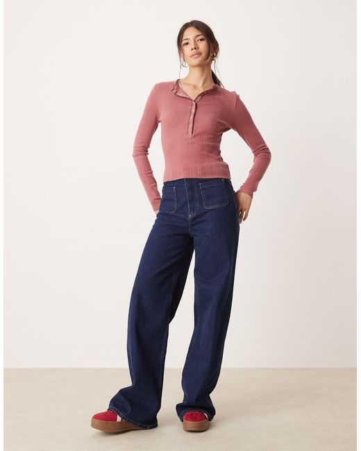 Top Rosa Con Botones De Presión De Punto Pointelle De -Marrón Miss Selfridge de color Pink