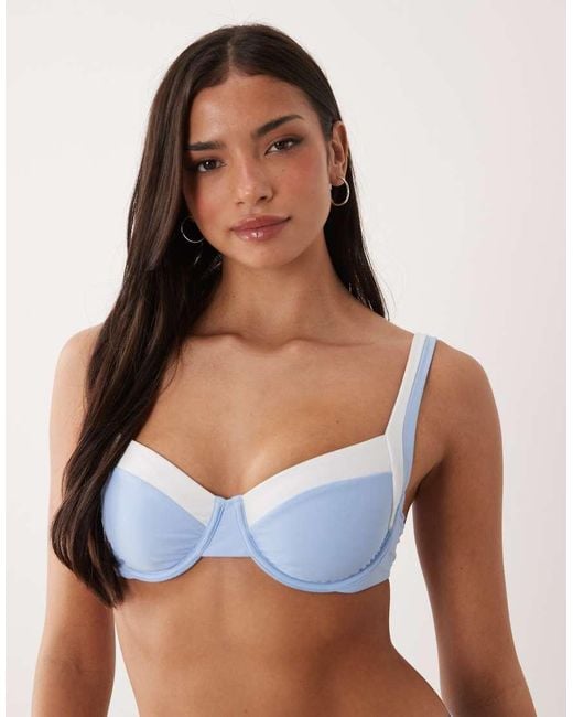 Abercrombie & Fitch Blue Contrast Detail Underwire Bikini Top Co-ord
