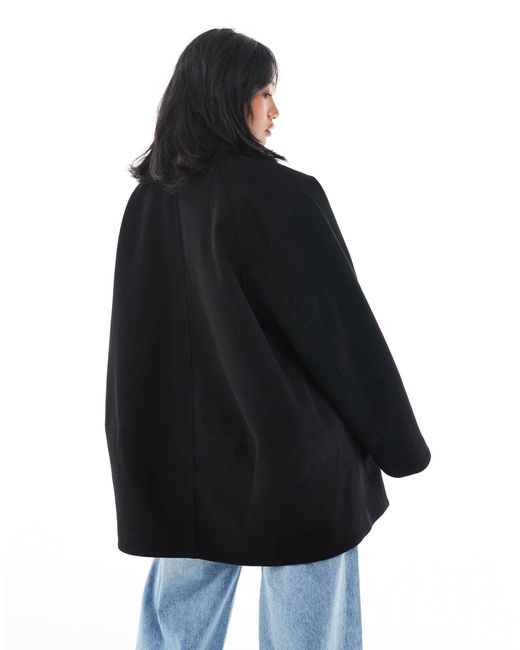 ASOS Blue Asos Design Petite Oversized Mid Length Pea Coat