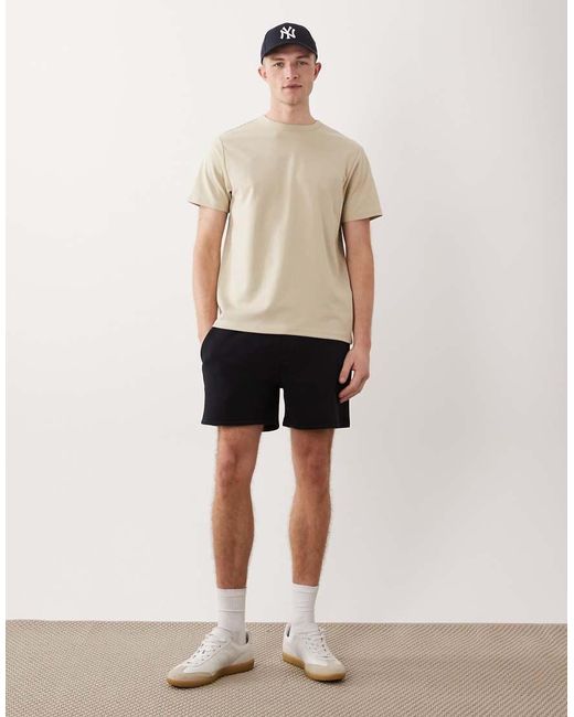 ASOS Basic Slim-Fit Shorts Van Jersey in het Natural voor heren