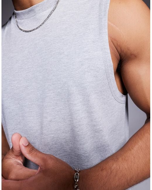 ASOS Blue Crew Neck Boxy Tank for men