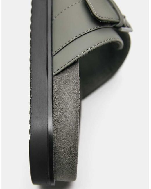 Pull&Bear Green Buckle Strap Sandals for men