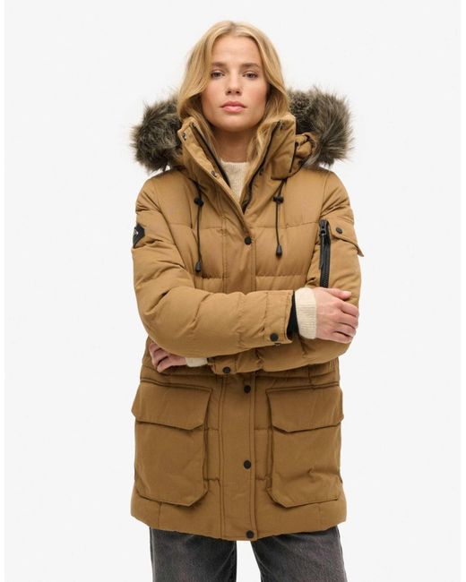 Superdry Brown – expedition – mikrofaser-parkajacke