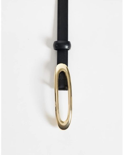 Gina Tricot Gray Slim Waist Belt With Oval Buckle Detail
