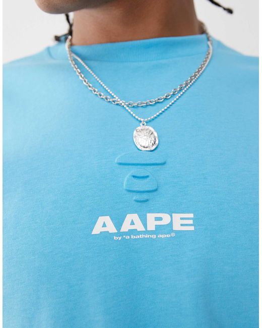 Aape By A Bathing Ape Blue Aape By A Bathing Ape Logo Back Print T-shirt for men