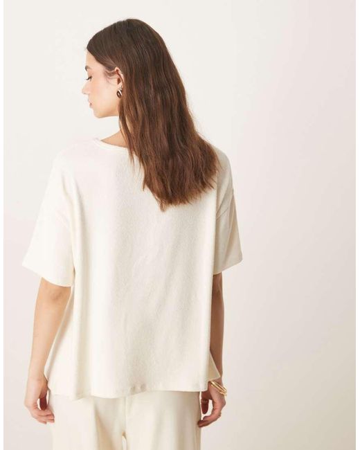 ASOS Gebreid T-Shirt Met Geweven Boord in het Natural