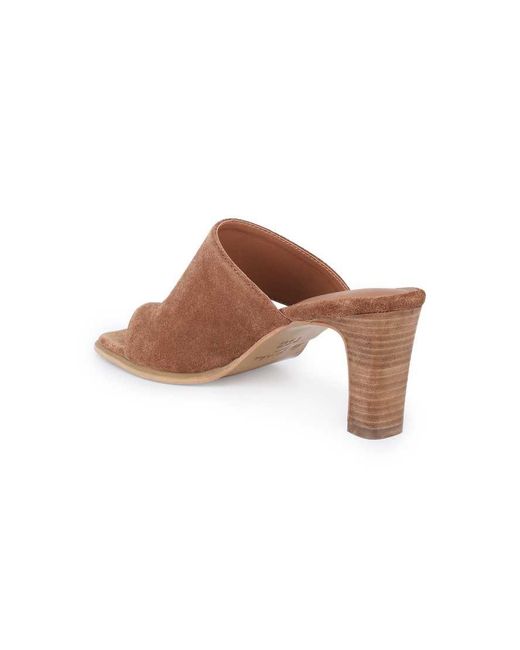 OFF THE HOOK Brown Karla Suede Leather Toe Loop Block Heel Mule Sandals