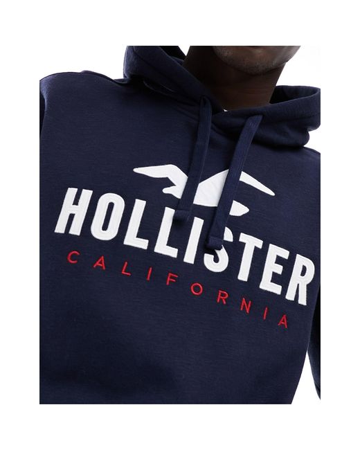 Felpa tecnica con cappuccio e logo di Hollister in Blue da Uomo