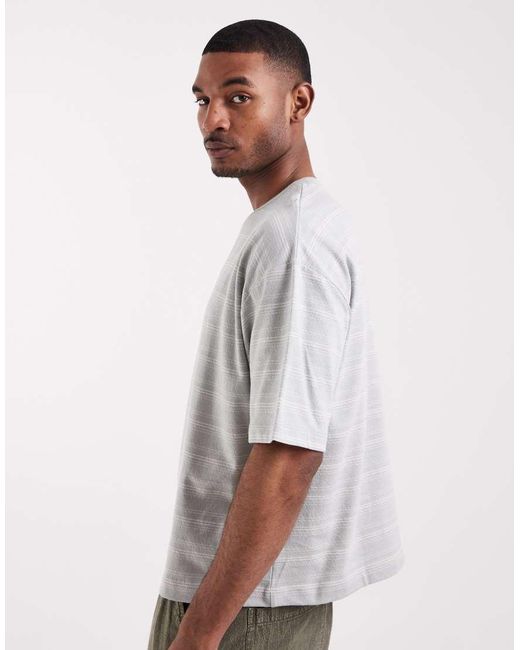 ASOS Gray Heavyweight Boxy Oversized T-shirt With Embroidery for men