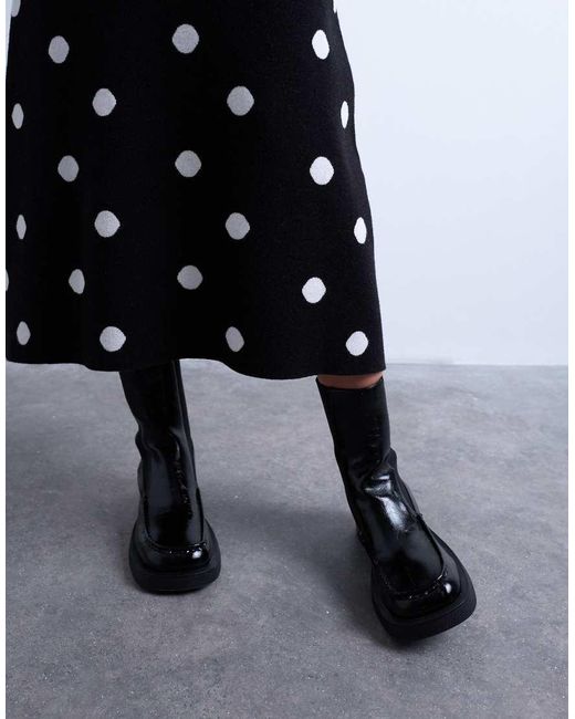 Falda Con Estampado De Lunares De Punto Compacto De (Parte De Un Conjunto) TOPSHOP de color White