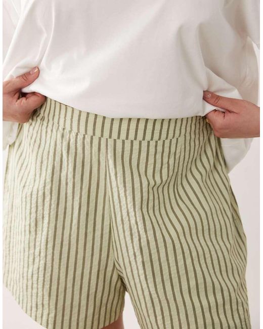 ASOS Natural Asos Design Curve Textured Pull On Flippy Shorts