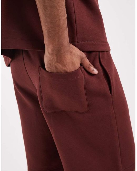 ASOS Red Oversized Longer Length Jersey Bermuda Shorts for men