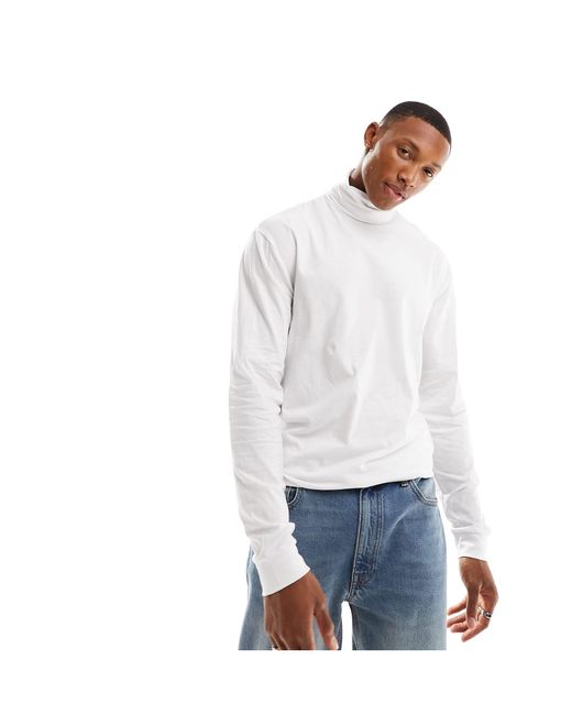 Only & Sons Roll Neck Long Sleeve Top in White for Men | Lyst UK