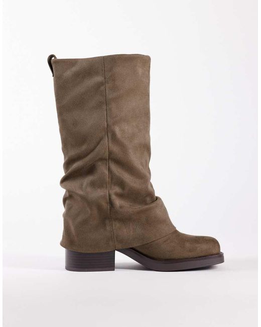 ASOS Natural Carrie Fold Over Slouch Boot