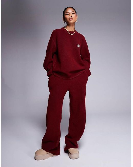 The Couture Club Red Co-ord Oversized Fluffy Knitted Jumper
