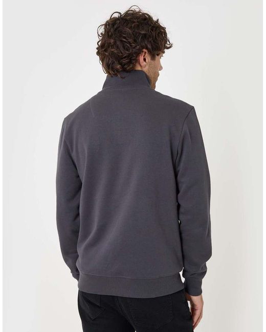 Threadbare Blue Cotton Rich Quarter Zip Sweatshirt for men