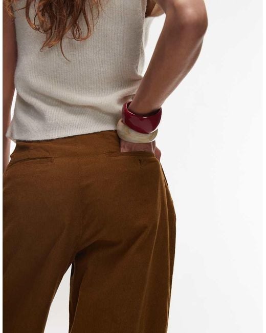 ARKET Brown Pleated Wide Leg Cord Trousers With Tailored Waistband