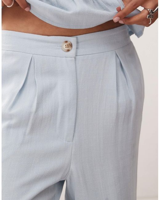 Reclaimed (vintage) White Wide Leg Relaxed Linen Blend Trouser