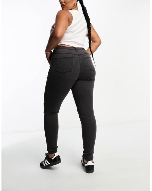 Noisy May Gray High Waisted Skinny Jeans