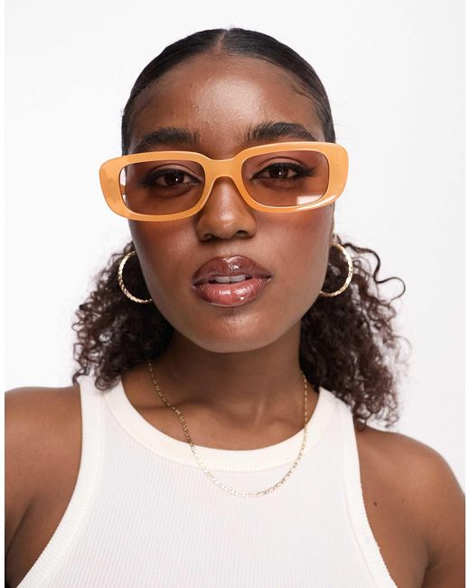 Monki White Small Rectangle Sunglasses
