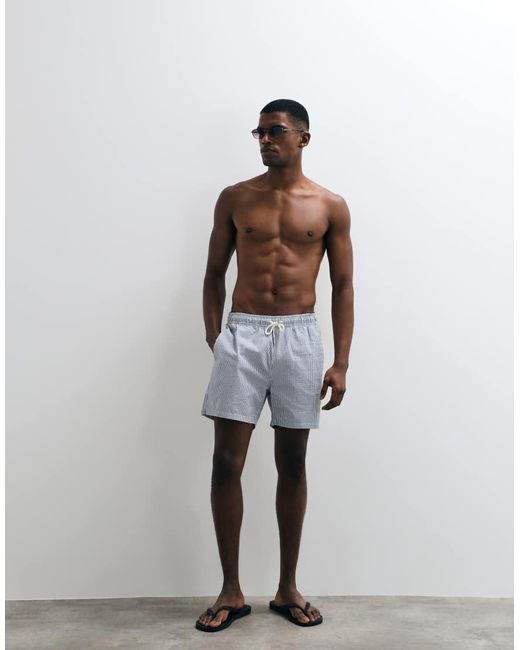 Gant Brown Striped Seersucker Swim Shorts for men