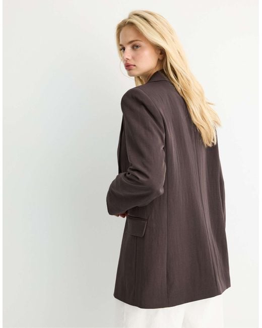Stradivarius Brown – rustikaler basic-blazer